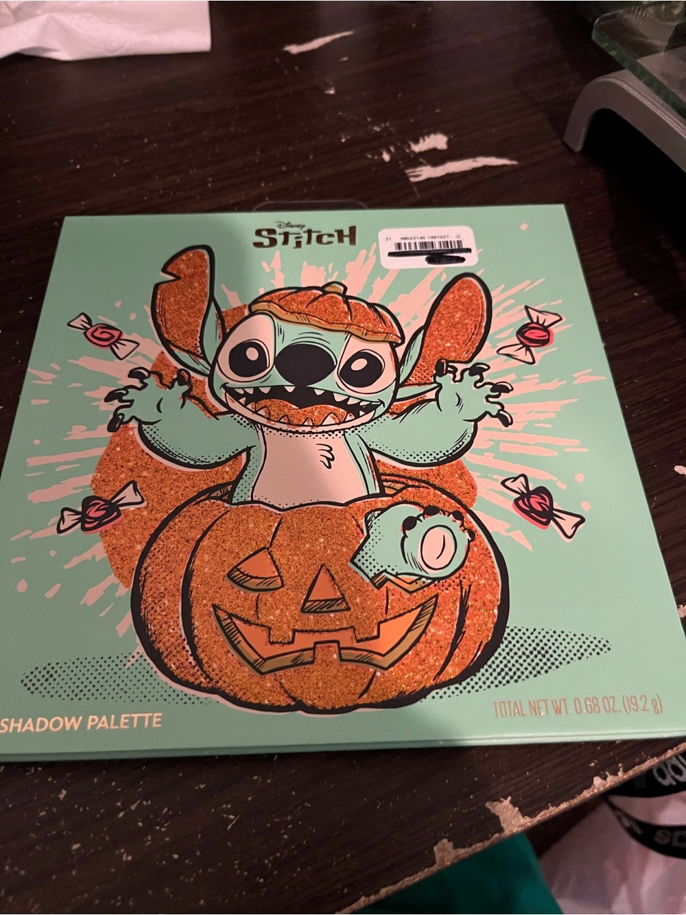 Disney Stitch Halloween Eyeshadow Palette - Mint Green and Orange Glitter